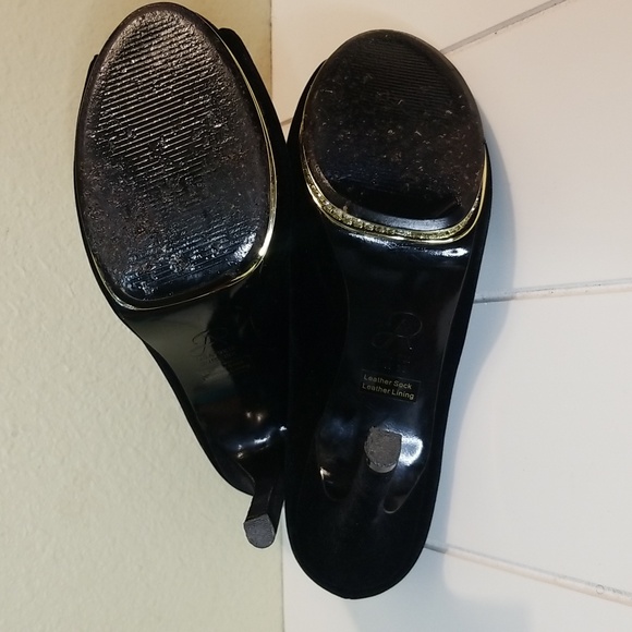 Adrianna Papell Peep Toe Heels Size 9.5 Black Suede Bling main image 9